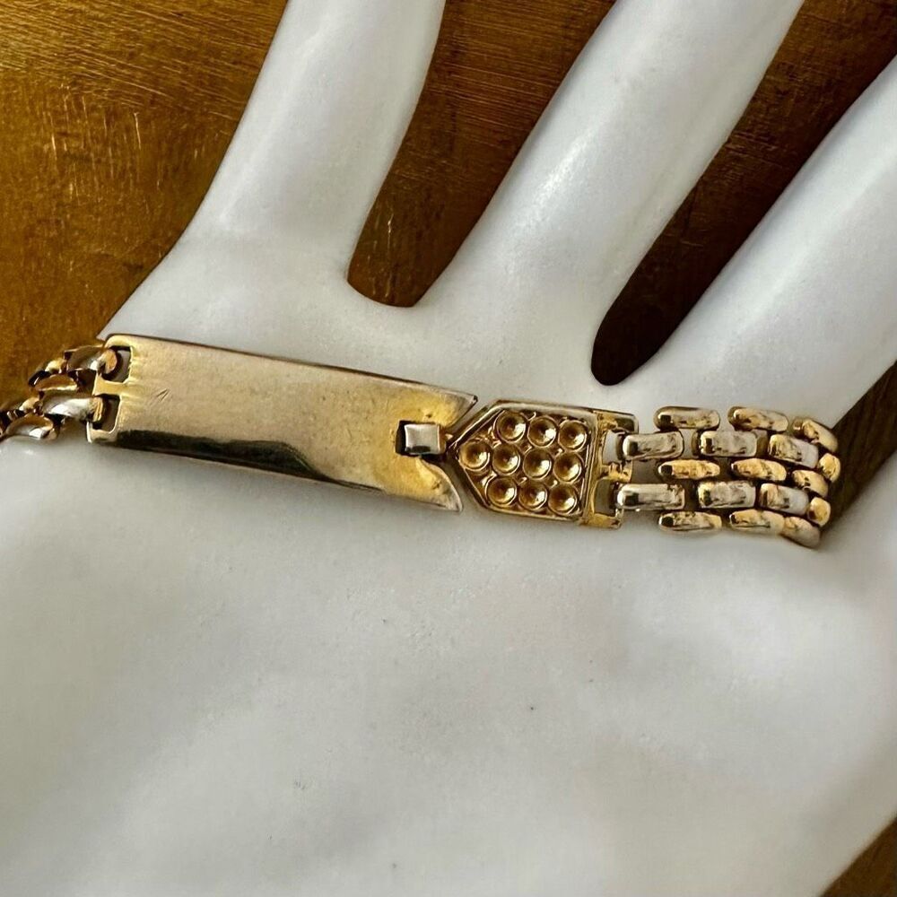 Gold tone vintage chain ID bracelet - Picture 5 of 9